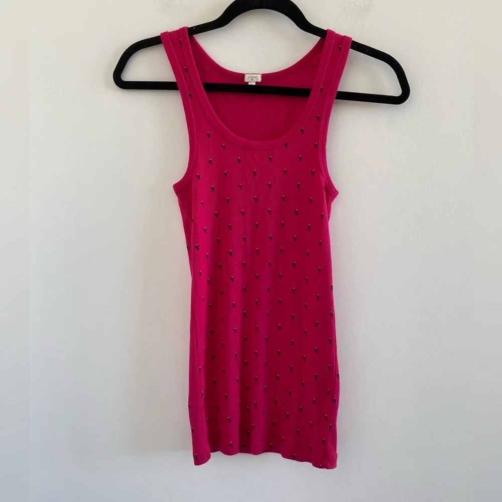 J. Crew Factory Pink Lion Ribbed Tank Top Size Small